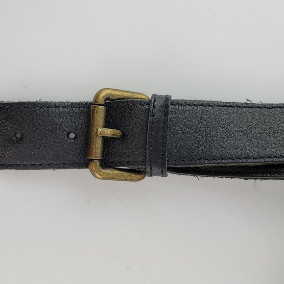 Wilsons Vintage Black Leather Weaved Studded Snap Crossbody Adjustable Purse - Picture 9 of 9